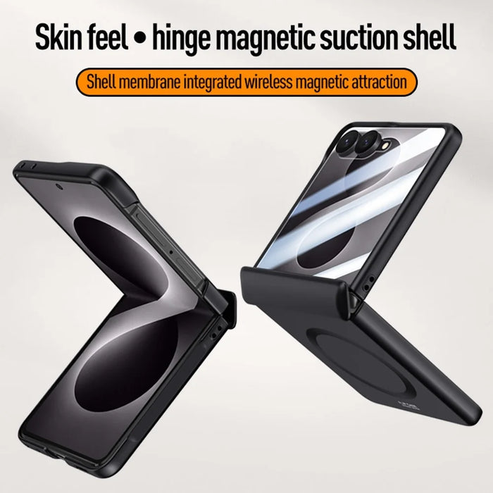 For Samsung Galaxy Z Flip8 Magnetic Case Hard PC Phone Cover with Rear Small Screen Protector - Black - 6