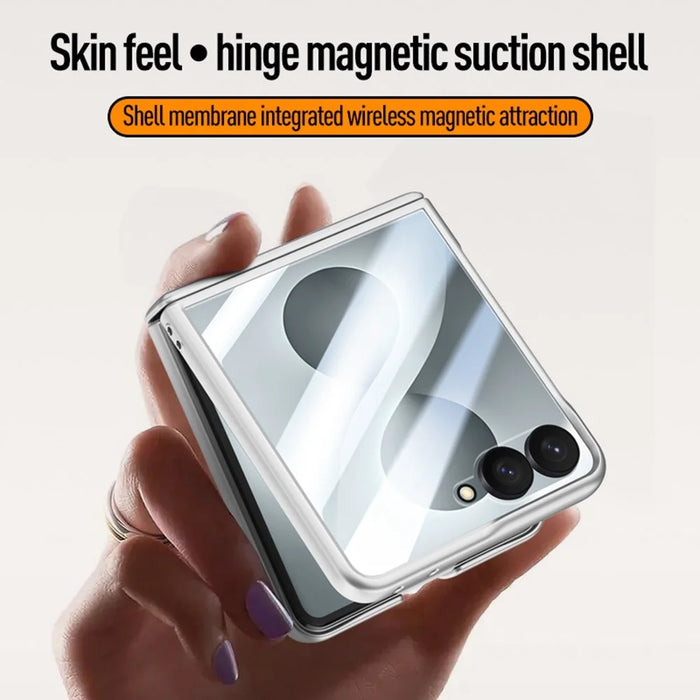 For Samsung Galaxy Z Flip8 Magnetic Case Hard PC Phone Cover with Rear Small Screen Protector - Black - 7