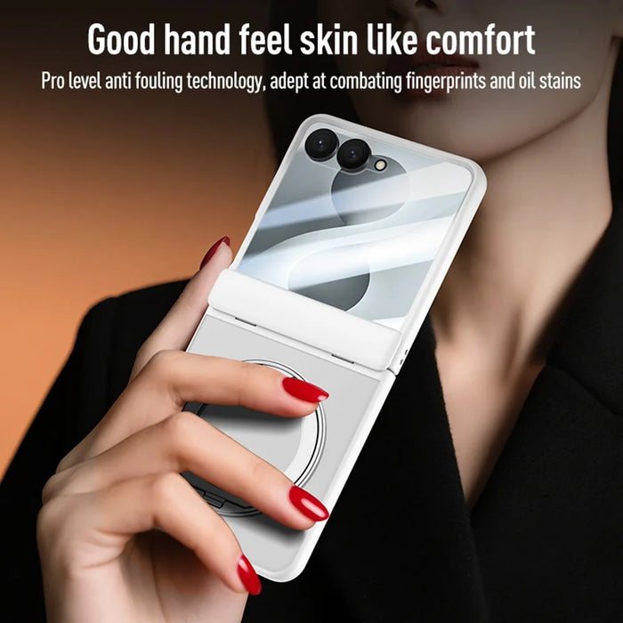 For Samsung Galaxy Z Flip8 Case Magnetic Kickstand PC + TPU Matte Phone Cover with Tempered Glass Screen Protector - Black - 7
