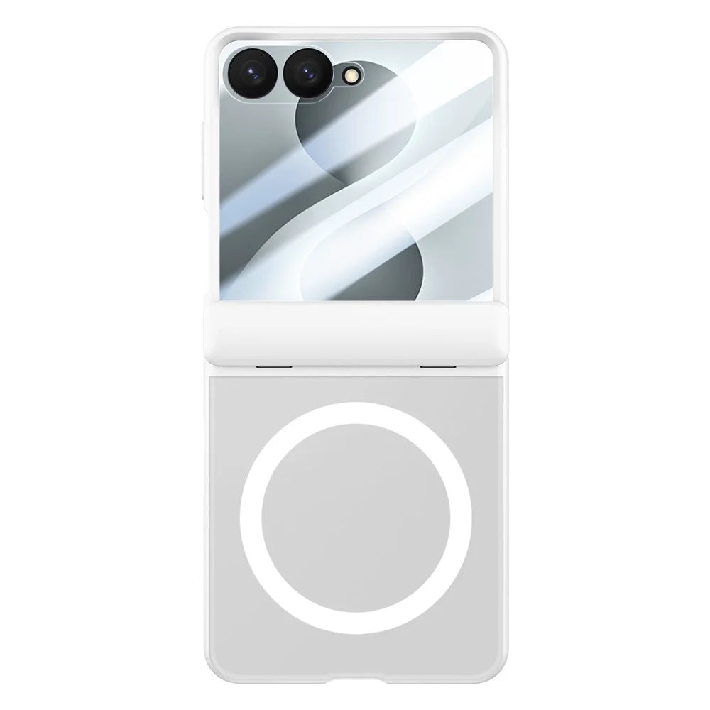 For Samsung Galaxy Z Flip8 Magnetic Case PC + TPU Matte Phone Cover with Tempered Glass Screen Protector - White - 5