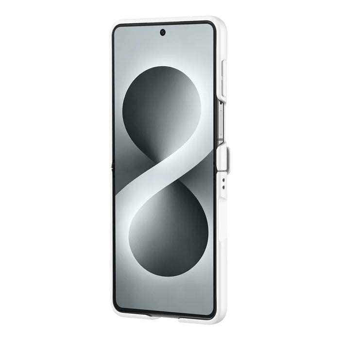 For Samsung Galaxy Z Flip8 Case PC + TPU Matte Phone Cover with Tempered Glass Screen Protector - White - 2