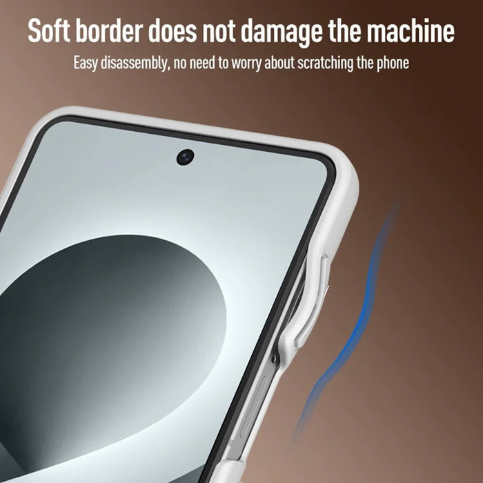 For Samsung Galaxy Z Flip8 Case PC + TPU Matte Phone Cover with Tempered Glass Screen Protector - White - 5