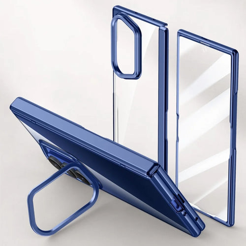 For Samsung Galaxy Z Fold8 Ultra Case PC + Acrylic Phone Cover with HD Tempered Glass Film, Lens Kickstand - Blue - 1