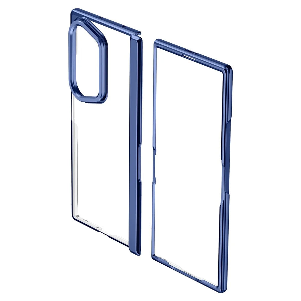 For Samsung Galaxy Z Fold8 Ultra Case PC + Acrylic Phone Cover with HD Tempered Glass Film, Lens Kickstand - Blue - 2