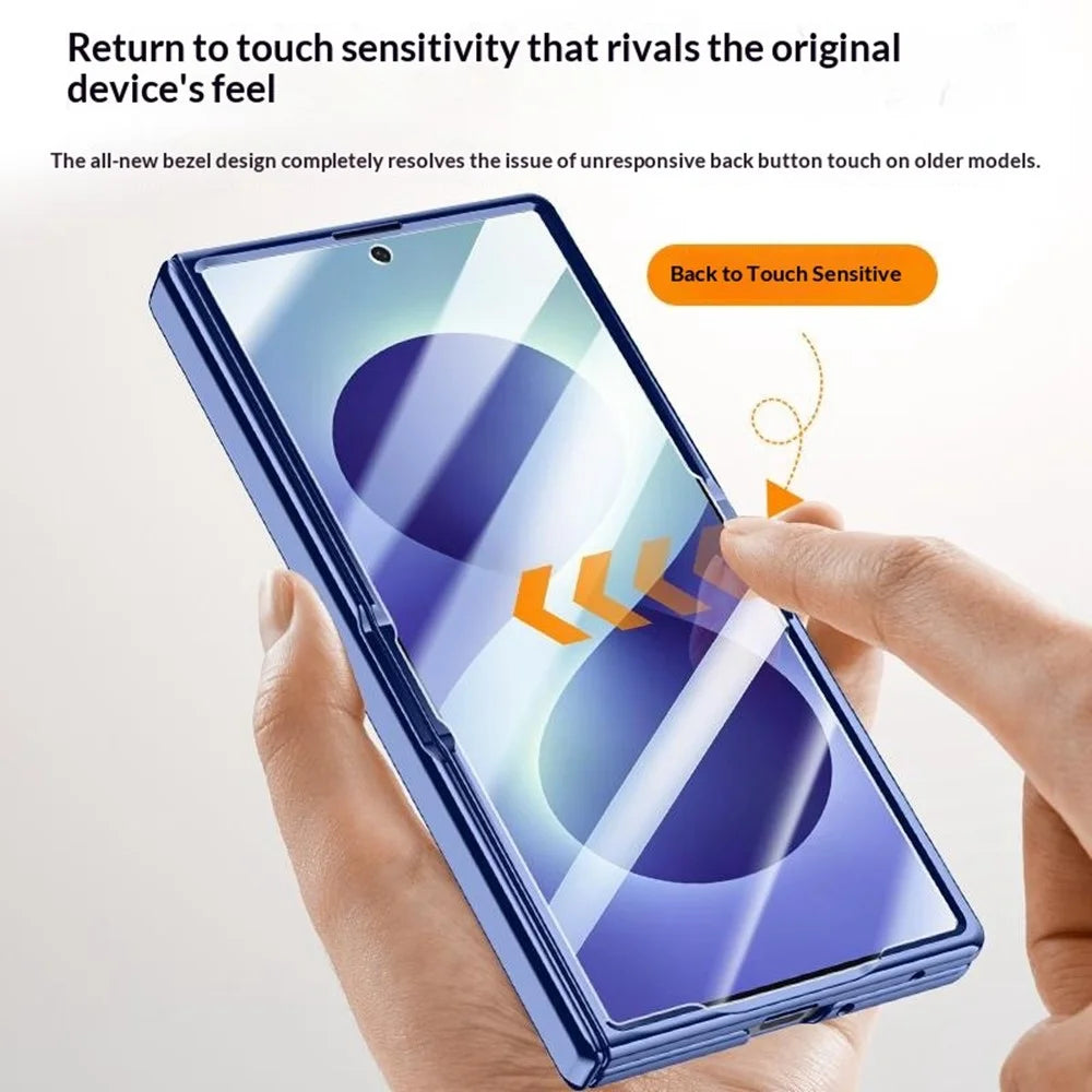 For Samsung Galaxy Z Fold8 Ultra Case PC + Acrylic Phone Cover with HD Tempered Glass Film, Lens Kickstand - Blue - 4