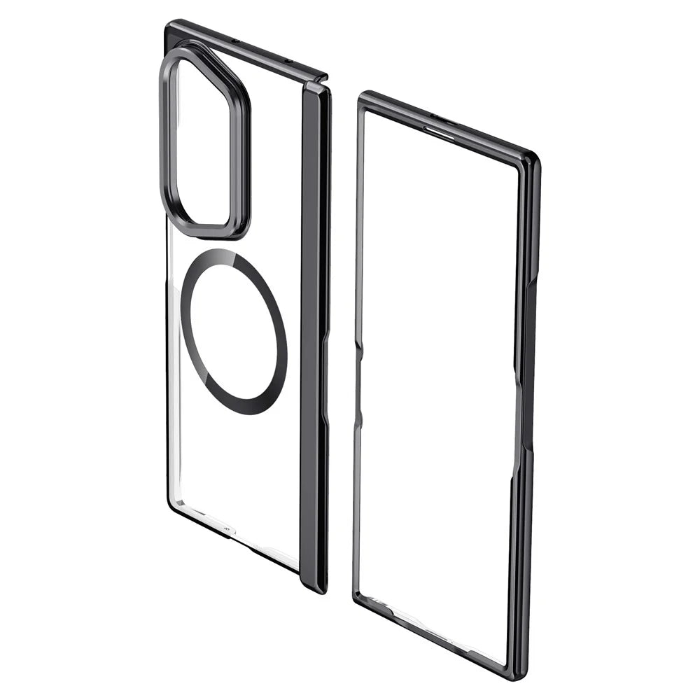 For Samsung Galaxy Z Fold8 Ultra Magnetic Case PC + Acrylic Phone Cover with HD Tempered Glass Film, Lens Kickstand - Black - 5