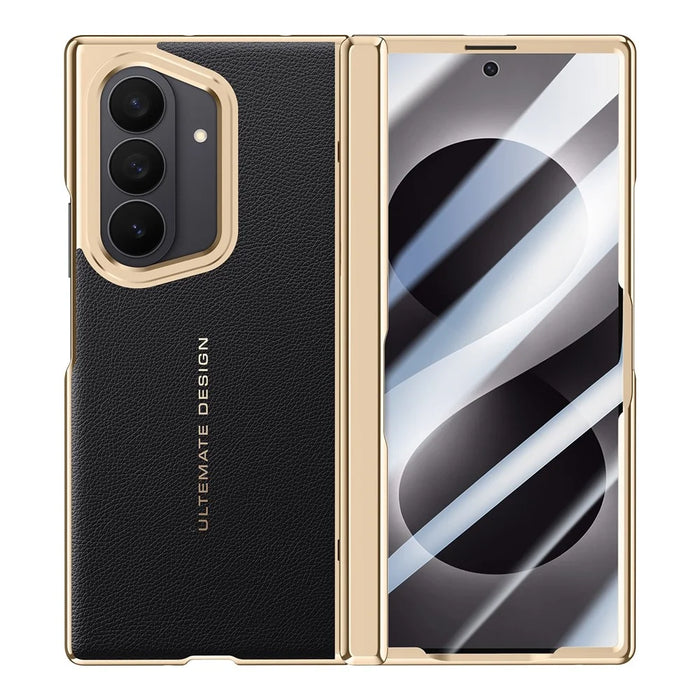 For Samsung Galaxy Z Fold8 Ultra Case with Tempered Glass Screen Protector Lens Kickstand Electroplated Phone Cover - Black - 1