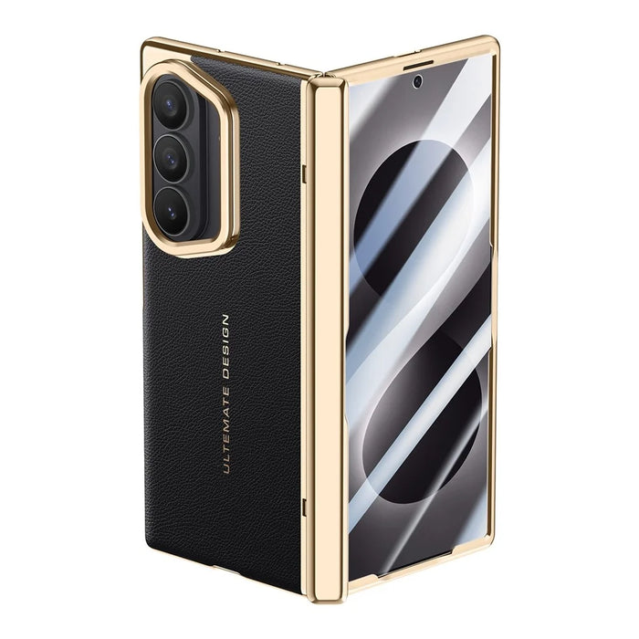 For Samsung Galaxy Z Fold8 Ultra Case with Tempered Glass Screen Protector Lens Kickstand Electroplated Phone Cover - Black - 2