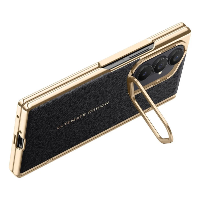 For Samsung Galaxy Z Fold8 Ultra Case with Tempered Glass Screen Protector Lens Kickstand Electroplated Phone Cover - Black - 3