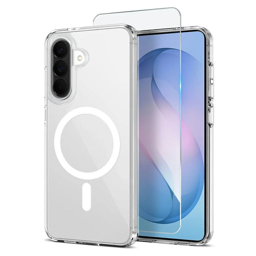 NORTHJO For Samsung Galaxy S26 FE Magnetic Case PC + TPU Phone Cover Set with Tempered Glass Film (Support Fingerprint Unlock) - Transparent - 1