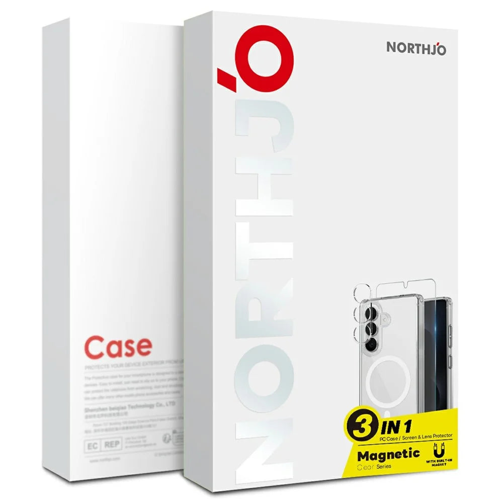 NORTHJO for Samsung Galaxy S26 FE Magnetic Case PC + TPU Phone Cover Set with Front Screen Protector + Lens Film - 5