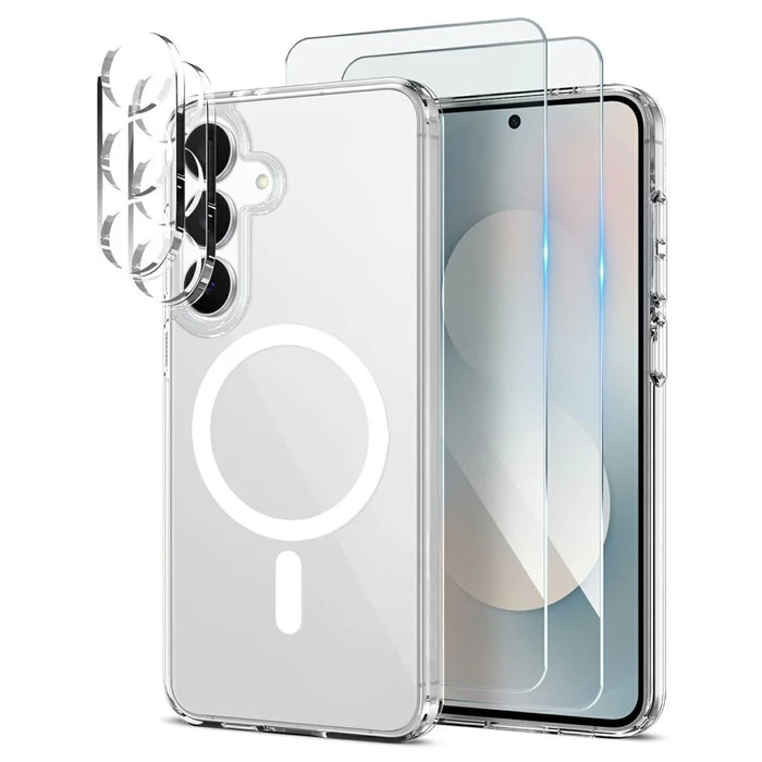 NORTHJO 5 in 1 Set for Samsung	Galaxy S25 FE Magnetic Case PC + TPU Phone Cover with 2 Front Screen Protector + 2 Lens Film - Transparent - 1