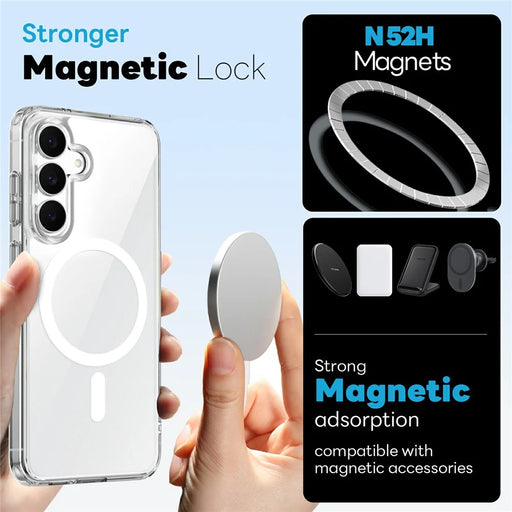NORTHJO 5 in 1 Set for Samsung	Galaxy S25 FE Magnetic Case PC + TPU Phone Cover with 2 Front Screen Protector + 2 Lens Film - Transparent - 2