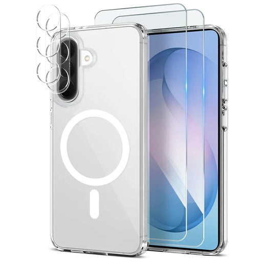 NORTHJO 5 in 1 Set for Samsung	Galaxy S26 FE Magnetic Case PC + TPU Phone Cover with 2 Front Screen Protector + 2 Lens Film - Transparent - 1