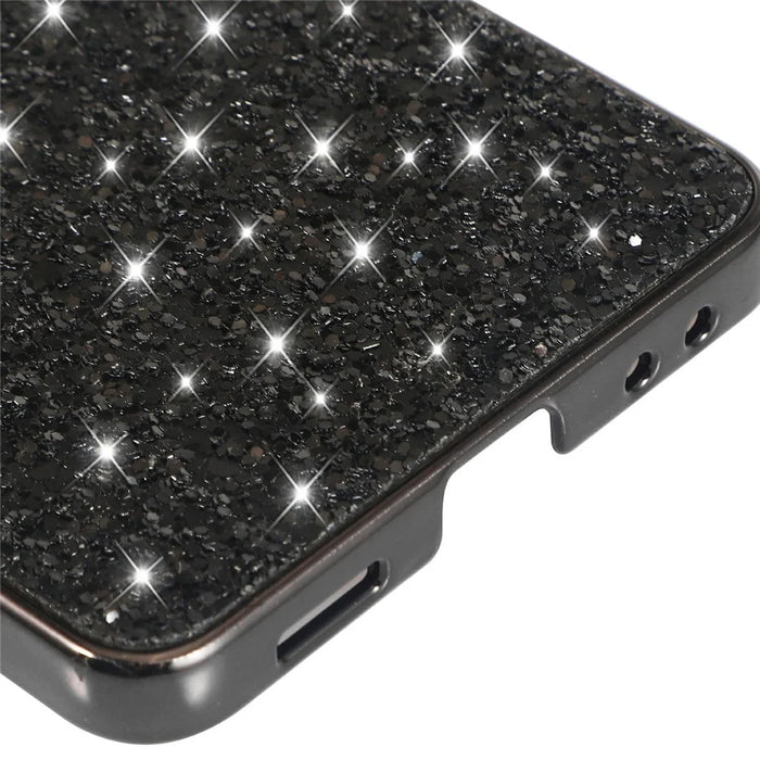 For Samsung Galaxy Z Flip8 Case Electroplating TPU + PC Sparkling Glitter Phone Back Cover - Black - 4