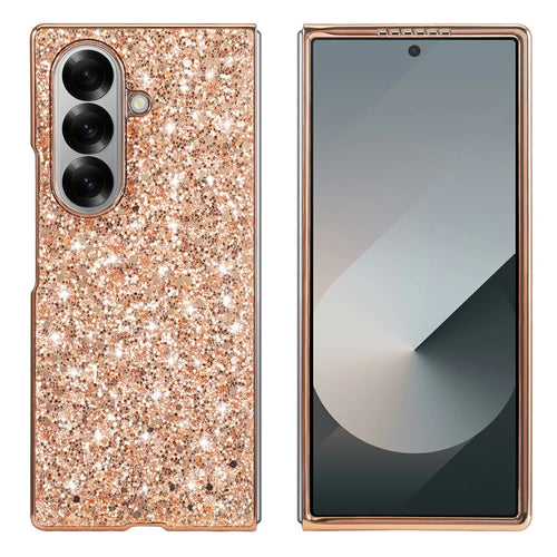For Samsung Galaxy Z Fold8 Ultra Case Electroplating TPU + PC Sparkling Glitter Phone Back Cover - Rose Gold - 1