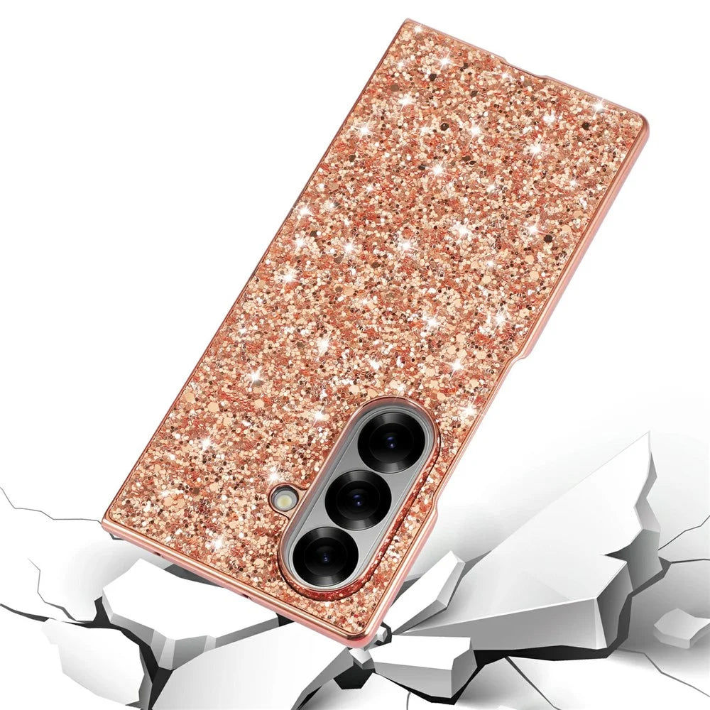 For Samsung Galaxy Z Fold8 Ultra Case Electroplating TPU + PC Sparkling Glitter Phone Back Cover - Rose Gold - 2