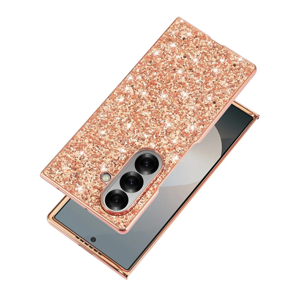 For Samsung Galaxy Z Fold8 Ultra Case Electroplating TPU + PC Sparkling Glitter Phone Back Cover - Rose Gold - 3