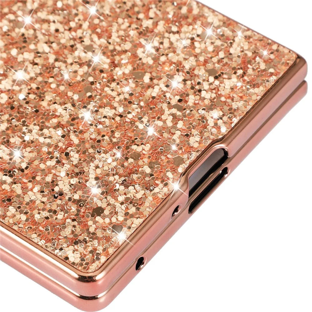For Samsung Galaxy Z Fold8 Ultra Case Electroplating TPU + PC Sparkling Glitter Phone Back Cover - Rose Gold - 4