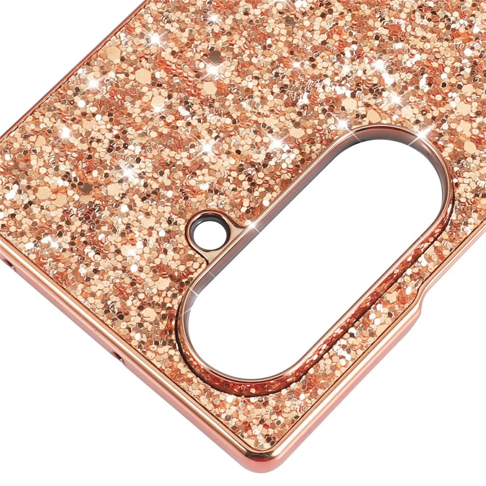 For Samsung Galaxy Z Fold8 Ultra Case Electroplating TPU + PC Sparkling Glitter Phone Back Cover - Rose Gold - 5