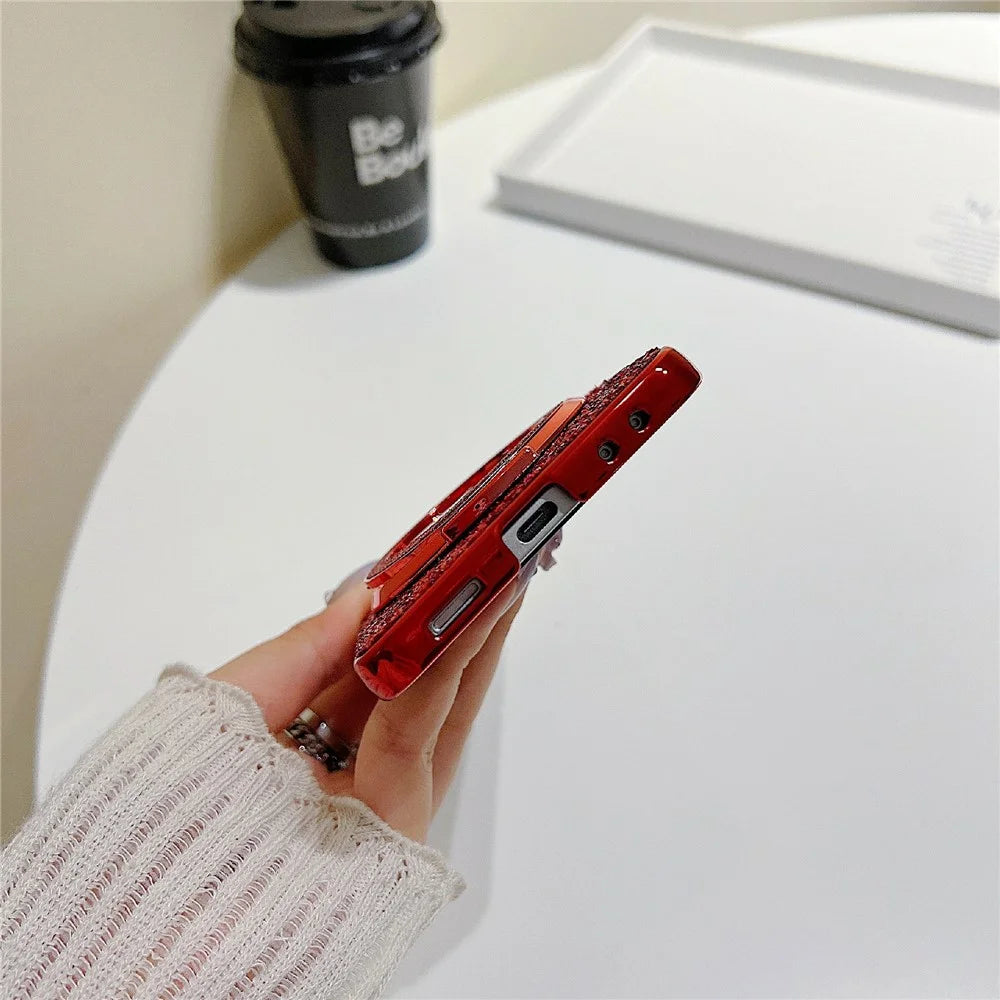 For Samsung Galaxy Z Flip8 Case Kickstand TPU+PC Phone Cover with Mirror - Red - 5