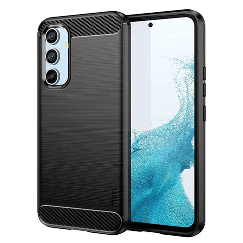 MOFI JK TPU Series-1 Drop-proof Phone Case for Samsung Galaxy A54 5G, Carbon Fiber Brushed Protective TPU Phone Back Cover - Black - 1