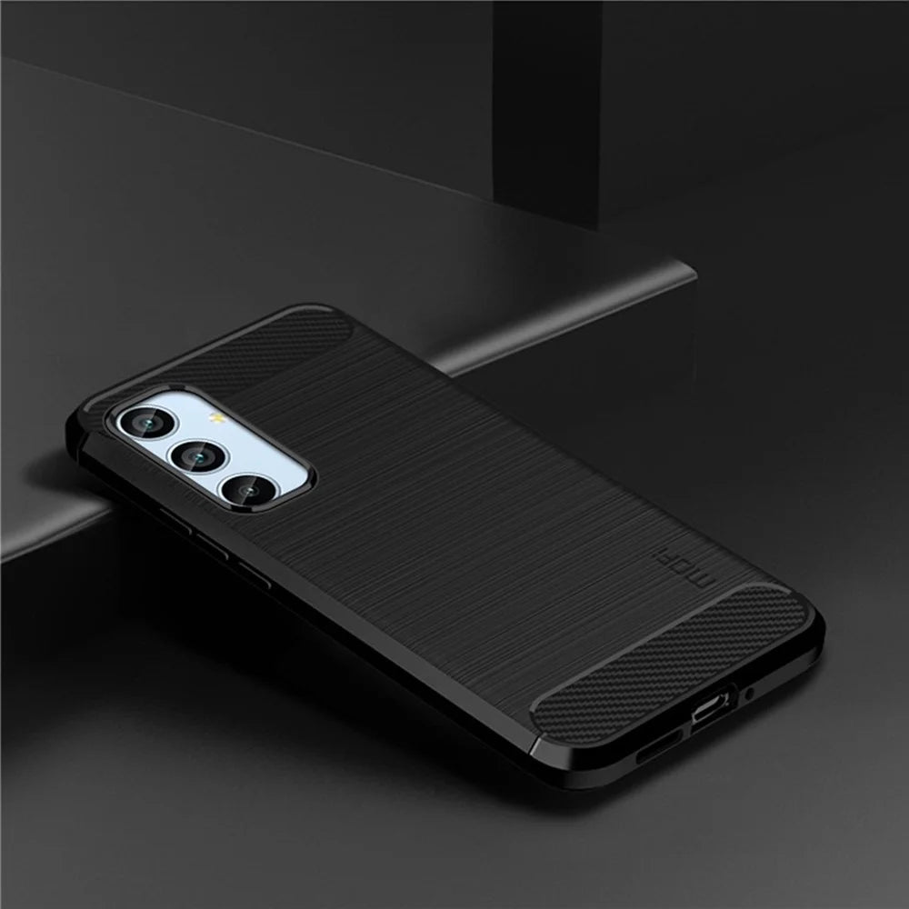 MOFI JK TPU Series-1 Drop-proof Phone Case for Samsung Galaxy A54 5G, Carbon Fiber Brushed Protective TPU Phone Back Cover - Black - 3