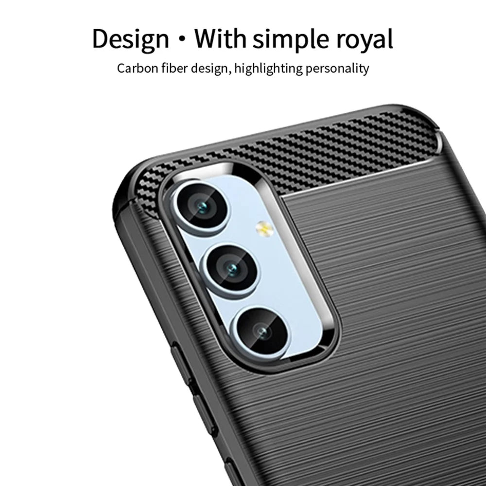 MOFI JK TPU Series-1 Drop-proof Phone Case for Samsung Galaxy A54 5G, Carbon Fiber Brushed Protective TPU Phone Back Cover - Black - 5