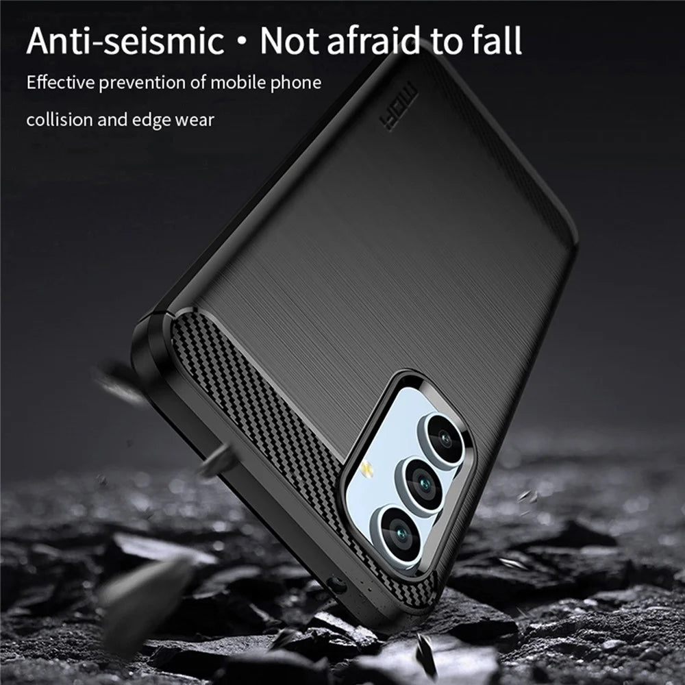 MOFI JK TPU Series-1 Drop-proof Phone Case for Samsung Galaxy A54 5G, Carbon Fiber Brushed Protective TPU Phone Back Cover - Black - 6