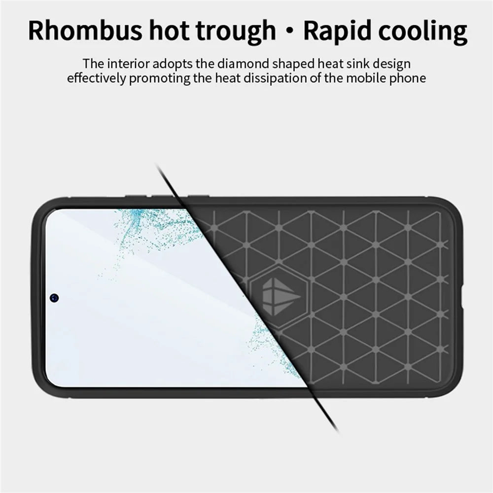 MOFI JK TPU Series-1 Drop-proof Phone Case for Samsung Galaxy A54 5G, Carbon Fiber Brushed Protective TPU Phone Back Cover - Black - 7