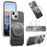 For iPhone 14 Case Magnetic Kickstand PU Leather + PC + TPU Gradient Phone Cover - Black - 1