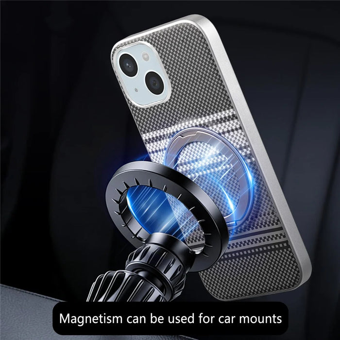 For iPhone 14 Case Magnetic Kickstand PU Leather + PC + TPU Gradient Phone Cover - Black - 5