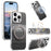 For iPhone 16 Pro Max Case Magnetic Kickstand PU Leather + PC + TPU Gradient Phone Cover - Black - 1