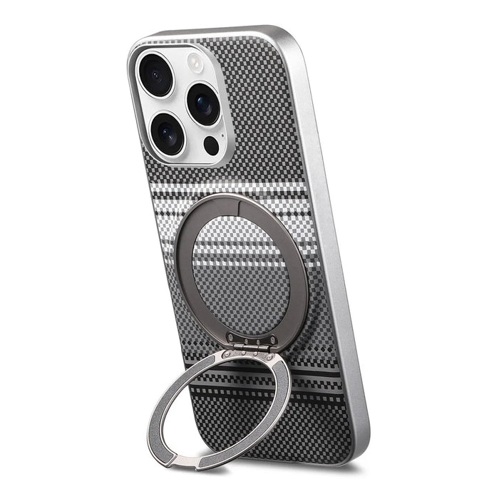 For iPhone 16 Pro Max Case Magnetic Kickstand PU Leather + PC + TPU Gradient Phone Cover - Black - 3