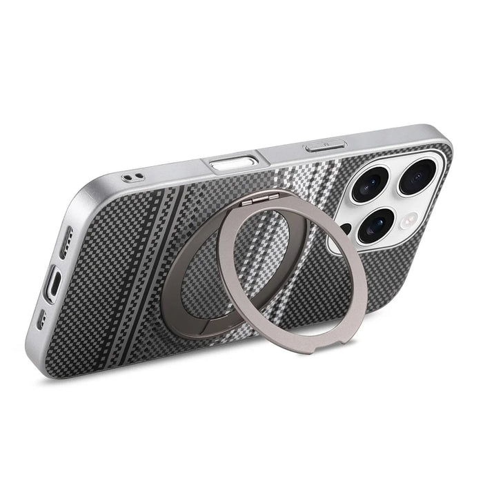 For iPhone 16 Pro Max Case Magnetic Kickstand PU Leather + PC + TPU Gradient Phone Cover - Black - 4