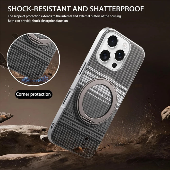 For iPhone 16 Pro Max Case Magnetic Kickstand PU Leather + PC + TPU Gradient Phone Cover - Black - 6