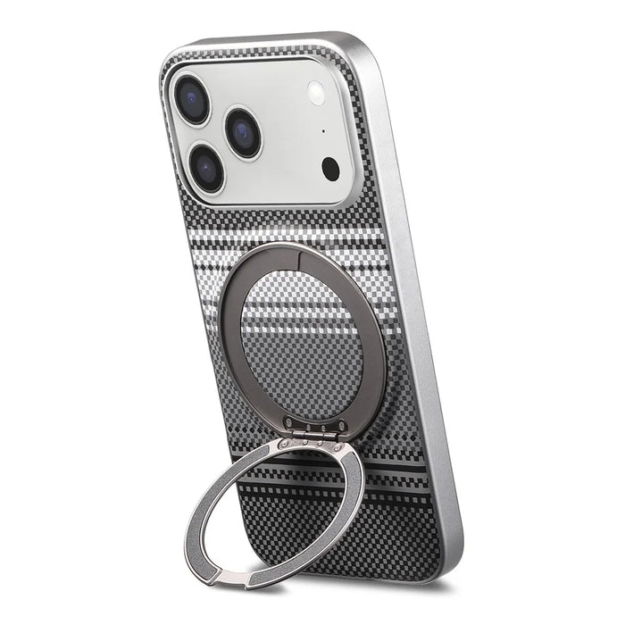 For iPhone 17 Pro Max Case Magnetic Kickstand PU Leather + PC + TPU Gradient Phone Cover - Black - 3