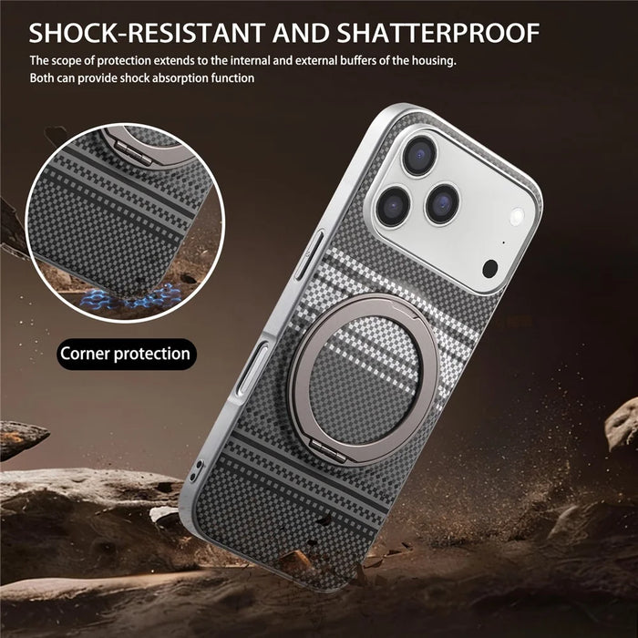 For iPhone 17 Pro Max Case Magnetic Kickstand PU Leather + PC + TPU Gradient Phone Cover - Black - 6