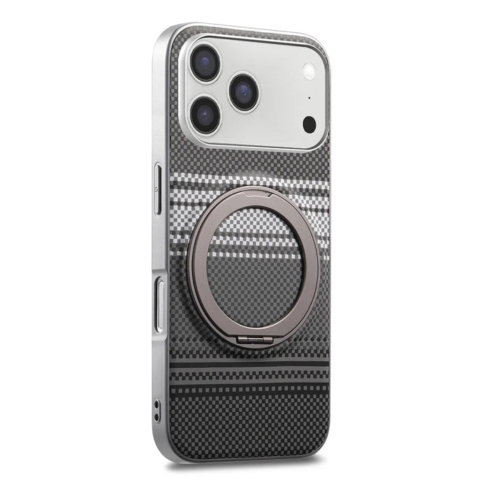 For iPhone 17 Pro Case Magnetic Kickstand PU Leather + PC + TPU Gradient Phone Cover - Black - 2