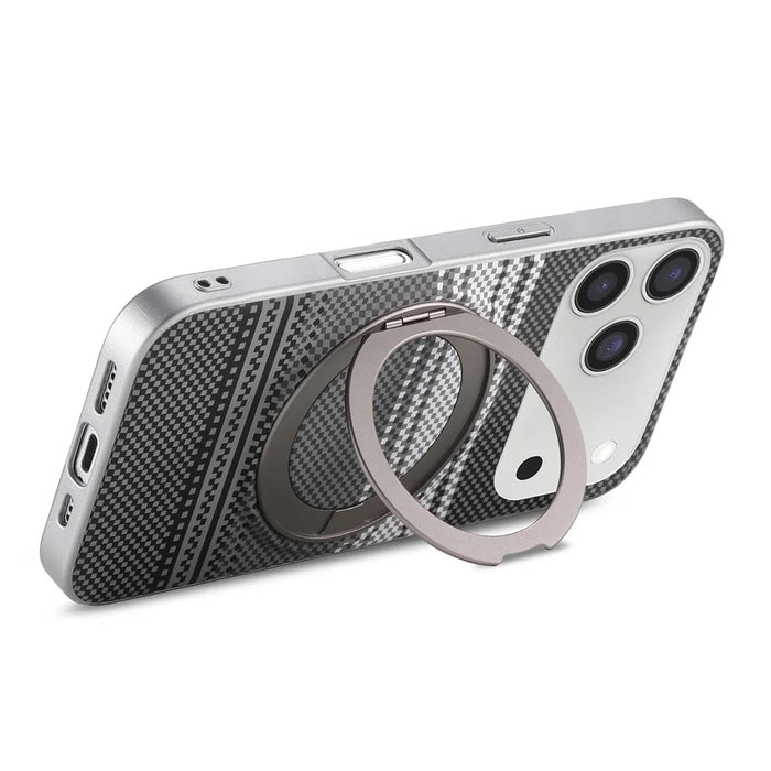 For iPhone 17 Pro Case Magnetic Kickstand PU Leather + PC + TPU Gradient Phone Cover - Black - 4