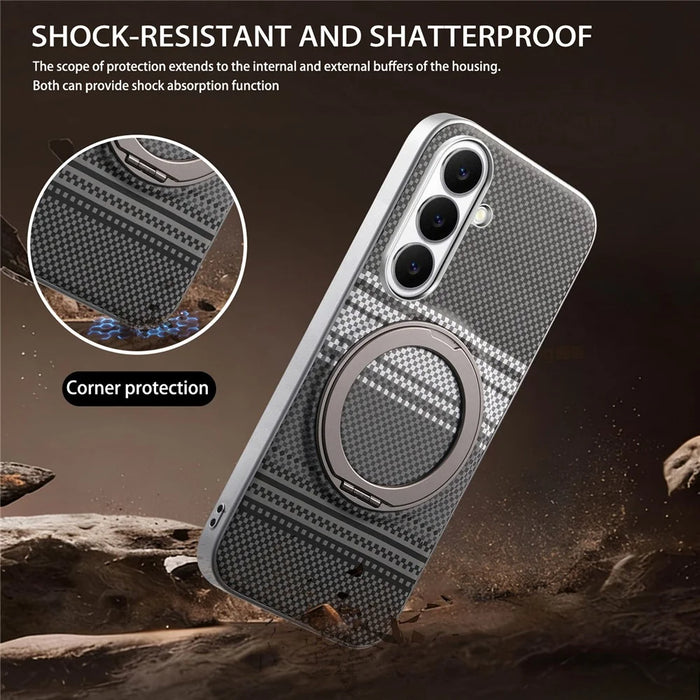 For Samsung Galaxy S26 Case Magnetic Kickstand PU Leather + PC + TPU Gradient Phone Cover - Black - 6