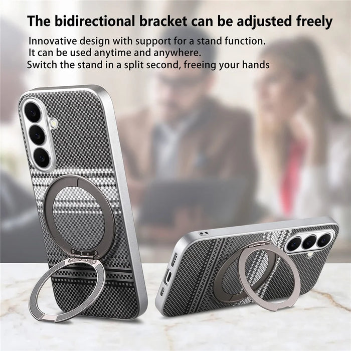 For Samsung Galaxy S26 Case Magnetic Kickstand PU Leather + PC + TPU Gradient Phone Cover - Black - 7
