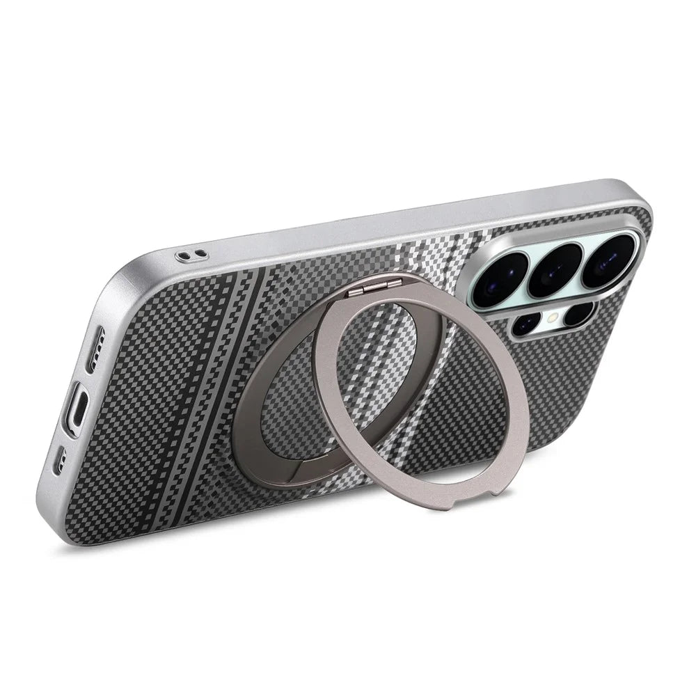 For Samsung Galaxy S26 Ultra Case Magnetic Kickstand PU Leather + PC + TPU Gradient Phone Cover - Black - 4
