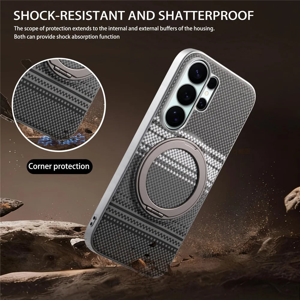 For Samsung Galaxy S26 Ultra Case Magnetic Kickstand PU Leather + PC + TPU Gradient Phone Cover - Black - 5