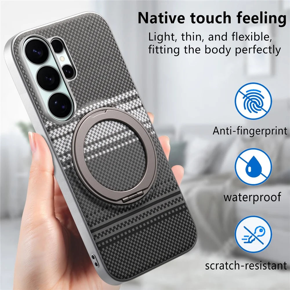 For Samsung Galaxy S25 Ultra / S24 Ultra Case Magnetic Kickstand PU Leather + PC + TPU Gradient Phone Cover - Black - 7