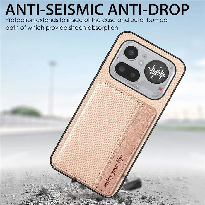 For Nothing Phone (4a) Pro Case RFID Blocking Carbon Fiber Leather Phone Back Cover with Card Holder - Green - 7