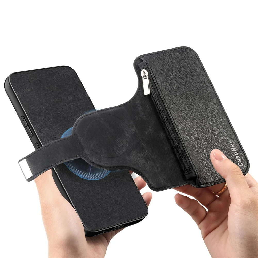 CASENEO MW-02 For Nothing Phone (4a) Pro Case Detachable Magnetic Leather Flip Cover - Black - 5