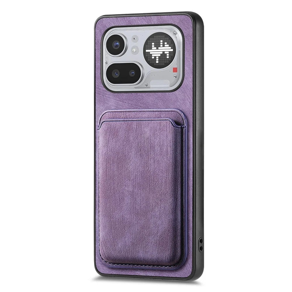 For Nothing Phone (4a) Pro Magnetic Case Retro Leather + TPU Phone Cover with Detachable Card Slot - Purple - 2