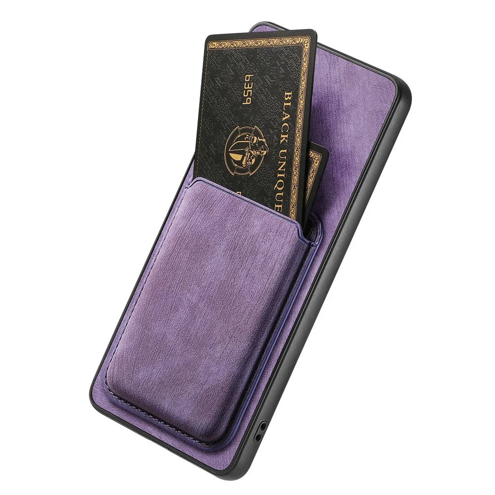 For Nothing Phone (4a) Pro Magnetic Case Retro Leather + TPU Phone Cover with Detachable Card Slot - Purple - 4