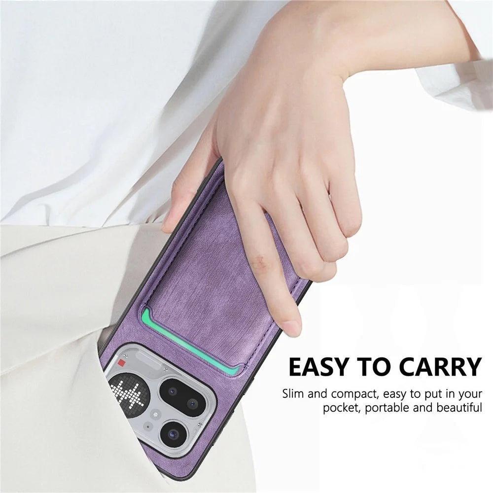 For Nothing Phone (4a) Pro Magnetic Case Retro Leather + TPU Phone Cover with Detachable Card Slot - Purple - 7